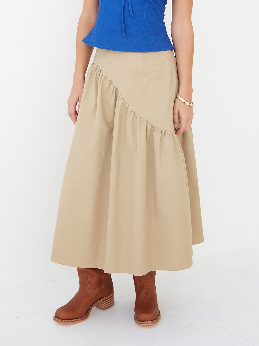 Lisa Says Gah! Maeve Midi Skirt Toast Twill Women’s Size Medium